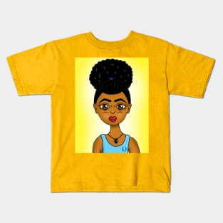 Black cute girl digital art Kids T-Shirt